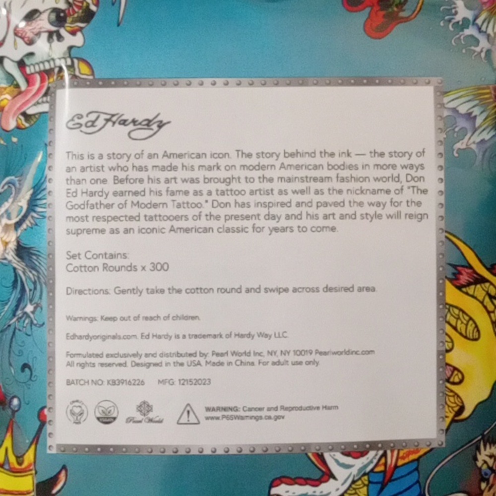 NWT Ed Hardy 300ct Cotton Rounds - Picture 3 of 4
